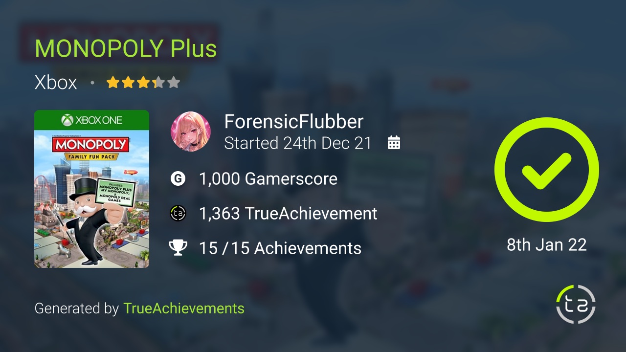 MONOPOLY Plus achievement summary